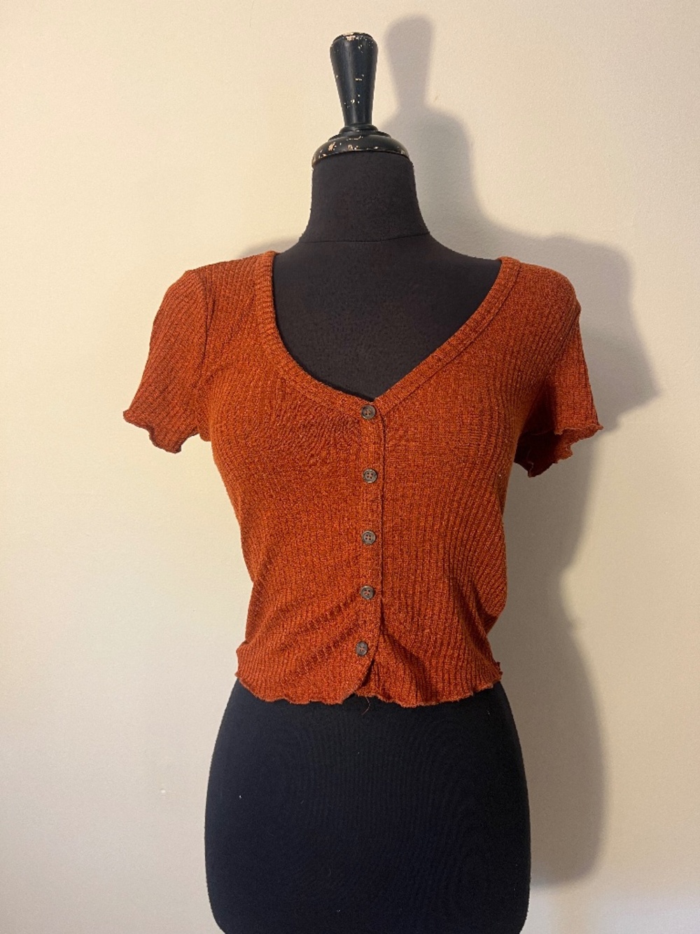 Forever 21 Burnt Orange Casual Short Sleeve